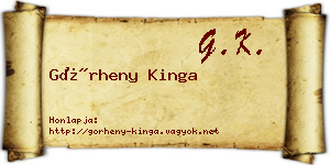 Görheny Kinga névjegykártya